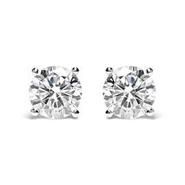 True 14K White Gold 4.00 Cttw Round Brilliant-Cut Lab-Grown Diamond Classic 4-Prong Stud Earrings with Screw Backs (G-H Color. VS1-VS2 Clarity)