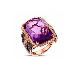 Amethyst Diamond Ring