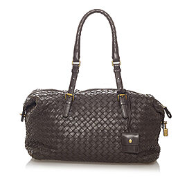 Bottega Veneta Intrecciato Leather Boston Bag