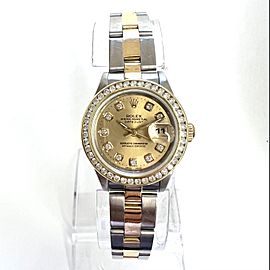 ROLEX Oyster Perpetual DATEJUST Automatic 28mm 18K Yellow Gold & Steel Diamond Watch