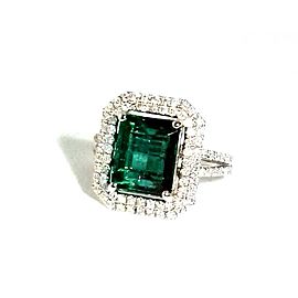 18K White Gold 4.20ct Emerald & 1.00ct Diamond Ring Size 7.5