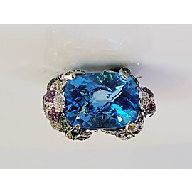 Costume made 14K Blue topaz ring Size 9.12