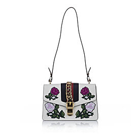 Gucci Embroidered Sylvie Leather Shoulder Bag