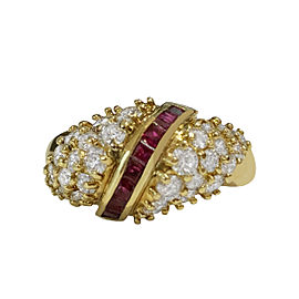 Hammerman Brothers Diamond Ruby Dome Yellow Gold Ring