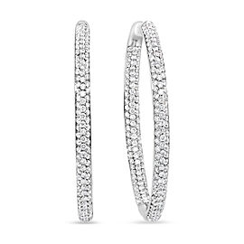 True 18K White Gold 2.00 Cttw Round-Cut Diamond Inner-Outer Hoop Earrings (F-G Color, VS1-VS2 Clarity)