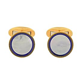 Tiffany & Co. Mother of Pearl Lapis Gold Cufflinks