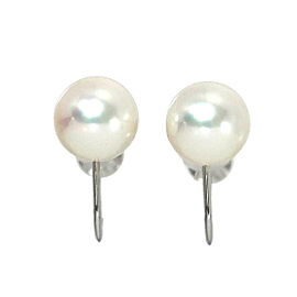 MIKIMOTO 18K white Gold Akoya Pearl Earrings G0088