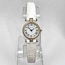 CARTIER VERMEIL 19mm Quartz 18K Yellow Gold Diamond Watch