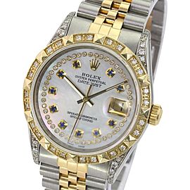 White Mop Mens Datejust Two-tone Diamond Dial Diamond Bezel Watch