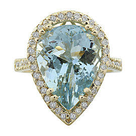 7.50 Carat Aquamarine 14K Yellow Gold Diamond Ring