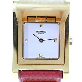 HERMES Medor gold/Red Epsom Women Watches LXNK-70