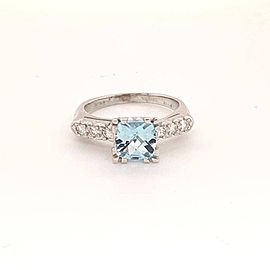 Diamond Aquamarine Ring 14k Gold 1.70 TCW Women Certified $2,900