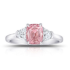 David Gross Cushion Padparadscha Sapphire and Diamond Ring