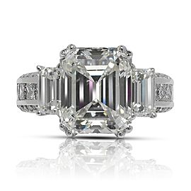 7 CARAT EMERALD CUT J COLOR VVS2 CLARITY DIAMOND ENGAGEMENT RING 18K WHITE GOLD GIA CERTIFIED 5 CT J VVS2 BY MIKE NEKTA