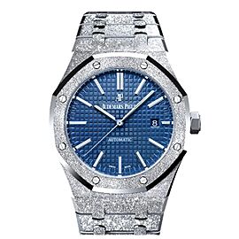 Audemars Piguet 15410BC.GG.1224BC.01 41MM White Gold Frosted Royal Oak Blue Dial