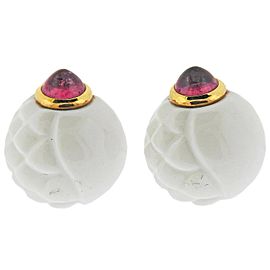 Bulgari Ceramic Pink Tourmaline Gold Earrings