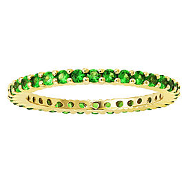 14K Yellow Gold & 1ct Tsavorite Stackable Eternity Band Ring Size 8