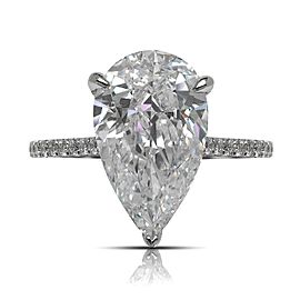 6 CARAT PEAR SHAPE E COLOR INTERNALLY FLAWLESS DIAMOND ENGAGEMENT RING 18K WHITE GOLD GIA CERTIFIED 5 CT E IF BY MIKE NEKTA