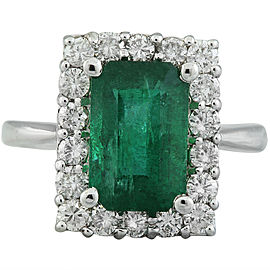 4.22 Carat Emerald 14K White Gold Diamond Ring