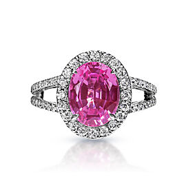 Emberly Carat Oval Cut Pink Sapphire Ring in 18 Karat White Gold