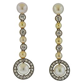 Pearl Diamond Gold Drop Earrings