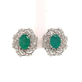 Diamond Emerald Earrings 14k W Gold 4.05 TCW Certified $6,950