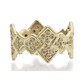 18k Yellow Gold Wide Cravelli Stack Band Ring With White Diamonds