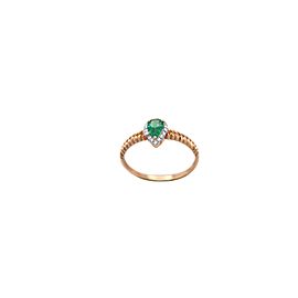 18k Rose Gold Emerald and Diamond Ring