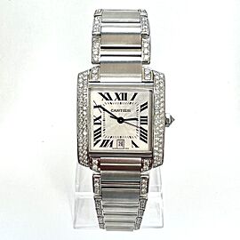 CARTIER TANK FRANCAISE Automatic 28mm Steel ~3.5TCW DIAMOND Watch