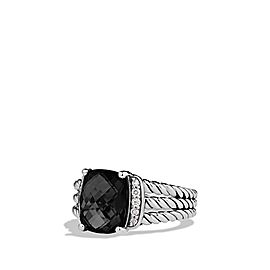 David Yurman Petite Wheaton Ring with Black Onyx and Diamonds