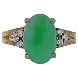 Natural Jade Diamond Gold Ring