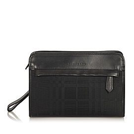 Burberry Plaid Canvas Clutch Bag