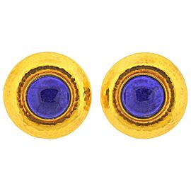 Hammered Gold Lapis Lazuli Earrings