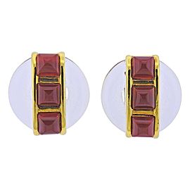 1970s Aldo Cipullo Carnelian Crystal Gold Earrings