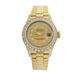 Rolex Ladies Datejust 69178 Champagne Diamond Dial and Bezel 26mm Womens Watch