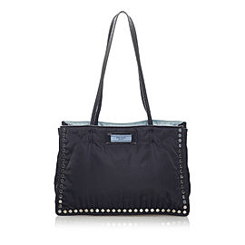 Prada Studded Tessuto Etiquette Tote Bag