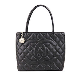 Chanel Medallion Caviar Leather Tote Bag