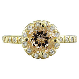 1.24 Carat Morganite 14K Yellow Gold Diamond Ring