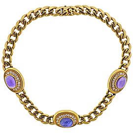 Bulgari Amethyst Sapphire Diamond Gold Necklace