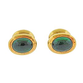 Tiffany & Co. Emerald Gold Cufflinks Stud Button Dress Set