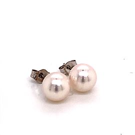 Akoya Pearl Earrings 14k White Gold 7.47 mm Certified $699