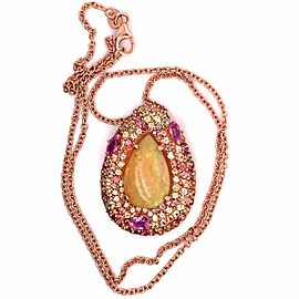 Natural Ethiopian Opal Sapphire Necklace 14kGold 11.5TCW Certified $8,950 016621