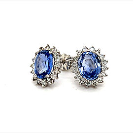 Natural Sapphire Diamond Earrings 14k Gold 3.2 TCW Certified