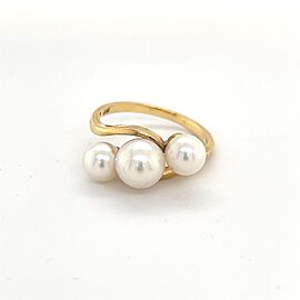 Mikimoto Estate Akoya Pearl Ring Size 5.5 14k Gold 7 mm M231