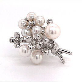 Mikimoto Estate Akoya Pearl Rare Brooch Sterling Silver