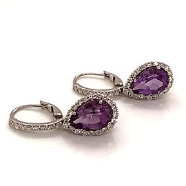 Natural Amethyst Diamond Earrings 14k Gold 4.25 TCW Certified $3,950 120527