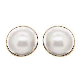 14k Yellow Gold Mabe Pearl Earrings