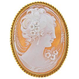 Shell Cameo Gold Pendant Brooch Pin