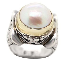 Sterling Silver with Gold and Center Pearl Ring