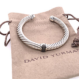 David Yurman Men's 7mm Cable Classic Bangle with Black Diamonds Bracelet